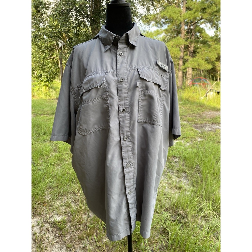 Habit Shirt Men XL Gray Button Up Short Sleeve +40 UV Fishing Vented